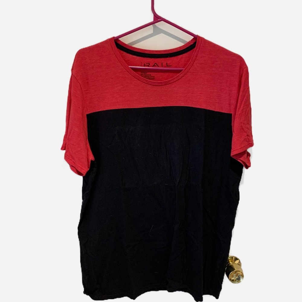 The Rail, XL, short sleeve T-shirt.  Red and black coloring.  Pre-owned.